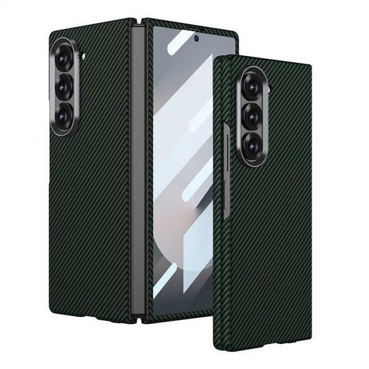 Samsung Galaxy Z Fold6 GKK Carbon Fiber Case, Ultra Thin Metal Camera Ring - Green