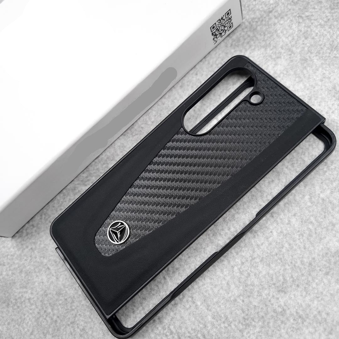 Samsung Galaxy Z Fold6 Leather Case, Mercedes Logo Case Sport Car Design - Black