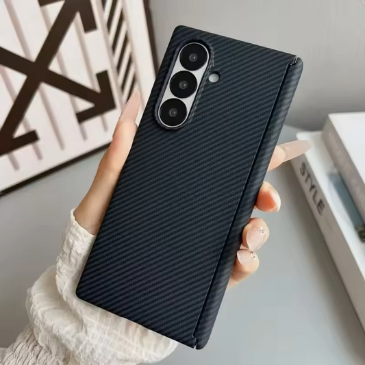 Samsung Galaxy Z Fold7 0.6mm Thin Carbon Fiber Kevlar Case with Magsafe and Magnetic Hinge Protection - Black (Only Back)