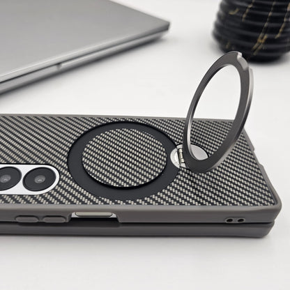 Samsung Galaxy Z Fold7 Carbon Case with Corner Bump and Magnetic Magsafe Ring Kickstand - Grey