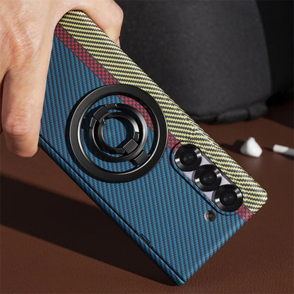 Samsung Galaxy Z Fold7 Carbon Case with Hinge Protection and Front inbuilt Glass and Magsafe Cover - Blue