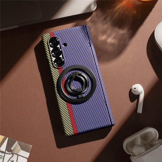 Samsung Galaxy Z Fold7 Carbon Case with Hinge Protection and Front inbuilt Glass and Magsafe Cover - Purple