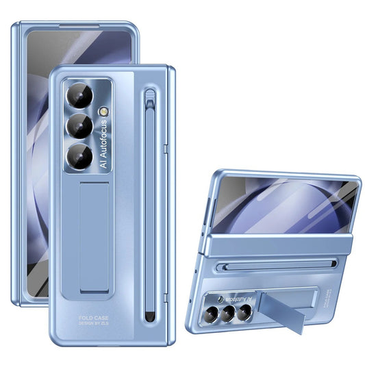 Samsung Galaxy Z Fold7 Electroplating Autofocus S-Pen Case with Kickstand Hinge Protection & Front Glass - Sky Blue