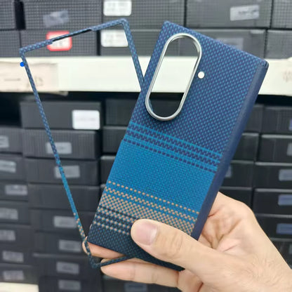 Samsung Galaxy Z Fold7 Slim Carbon Case, 0.6mm Thin Carbon Fiber Case with Magsafe, Hinge Protection & Front Glass - Blue