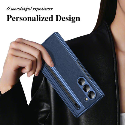 Samsung Galaxy Z Fold 6 Leather Case, Luxury Design Leather Case with Kickstand & Hinge Protection and in-Built Front Glass
