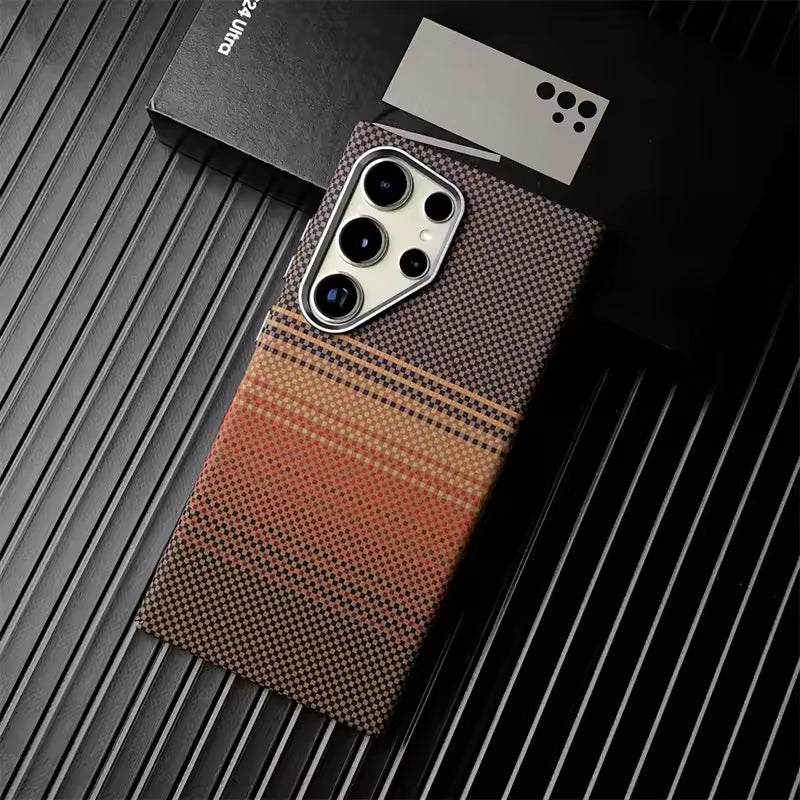 Samsung Galaxy S24 Ultra Tactile Sunset PC Thin Case Metal Camera with Magsafe Case