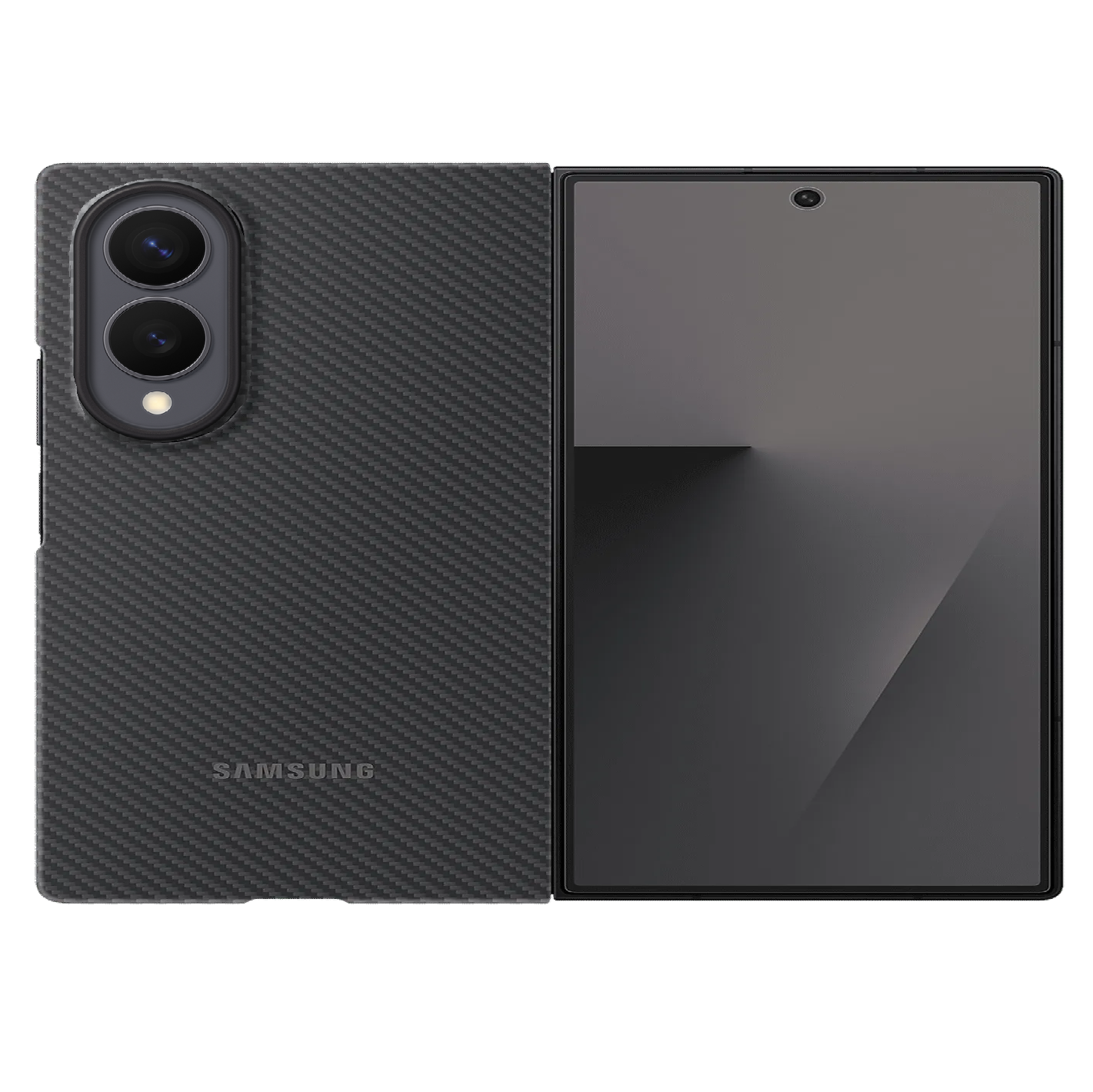 Samsung Z Fold8 Carbon Case, 0.8mm Slim Carbon Fiber Cover Magsafe and Logo - Black