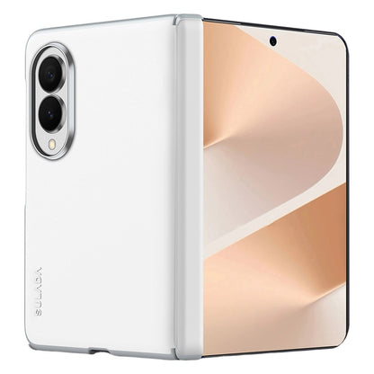 Samsung Z Fold8 Sulada Leather Case, Skin Feel Leather Cover with Hinge Protection - White (No Front)