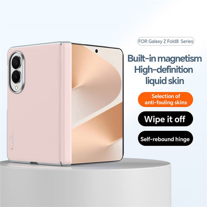 Samsung Z Fold8 Sulada Leather Case, Skin Feel Leather Cover with Hinge Protection - White (No Front)