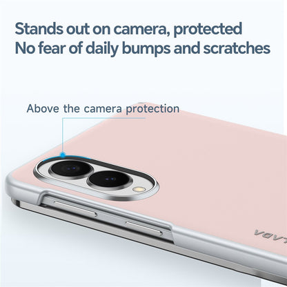Samsung Z Fold8 Sulada Leather Case, Skin Feel Leather Cover with Hinge Protection - White (No Front)