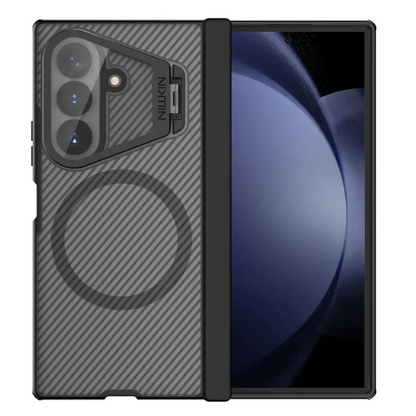 Samsung Z Fold8 Ultra Nillkin Case, CamShield Prop Metal Camera Kickstand with Hinge Protection & Magsafe - Semi Transparent