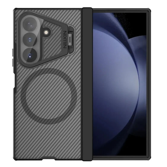 Samsung Z Fold8 Ultra Nillkin Case, CamShield Prop Metal Camera Kickstand with Hinge Protection & Magsafe - Semi Transparent