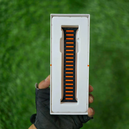 Silicone Magnetic Snap Both Side Wearable Dual Shade Strap for iWatch (42-44-45-49 MM) - Black/Orange