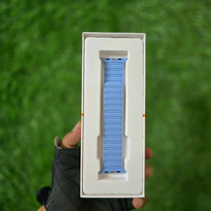 Silicone Magnetic Snap Both Side Wearable for iWatch (42-44-45-49 MM) - Skyblue/Offwhite