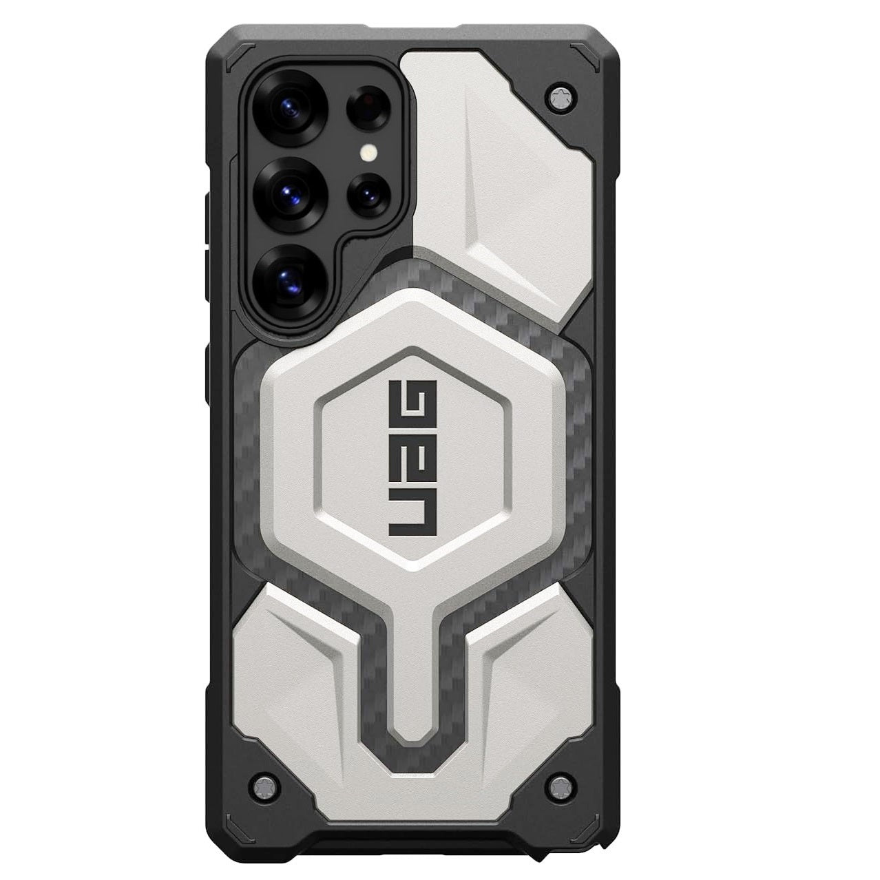 Samsung Galaxy S25 Ultra UAG Case, Monarch Pro Carbon Series Rugged Armor Case with Magsafe - Silver