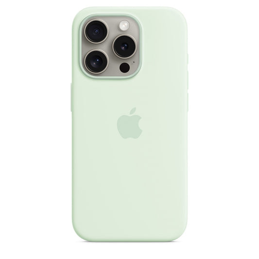 iPhone 15 Pro Original Silicone Case With Magsafe (IC Animation Working) - Soft Mint