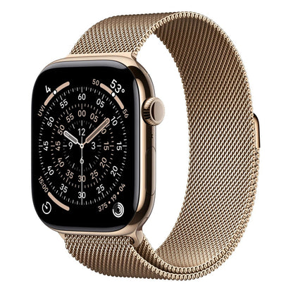 Stainless Steel Magnetic Absorption Strap Metal Mesh Quick Release Wristband for (42-44-45-46-49 MM) - Gold