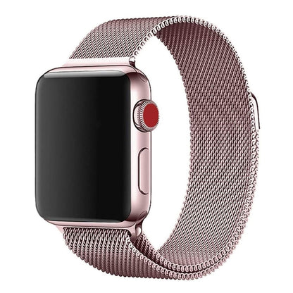 Stainless Steel Magnetic Absorption Strap Metal Mesh Quick Release Wristband for (42-44-45-46-49 MM) - Rose Gold