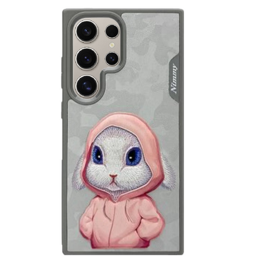 Samsung Galaxy S25 Ultra Nimmy Case, 3D Embroidery Rabbit Leather Case - Grey (Copy)