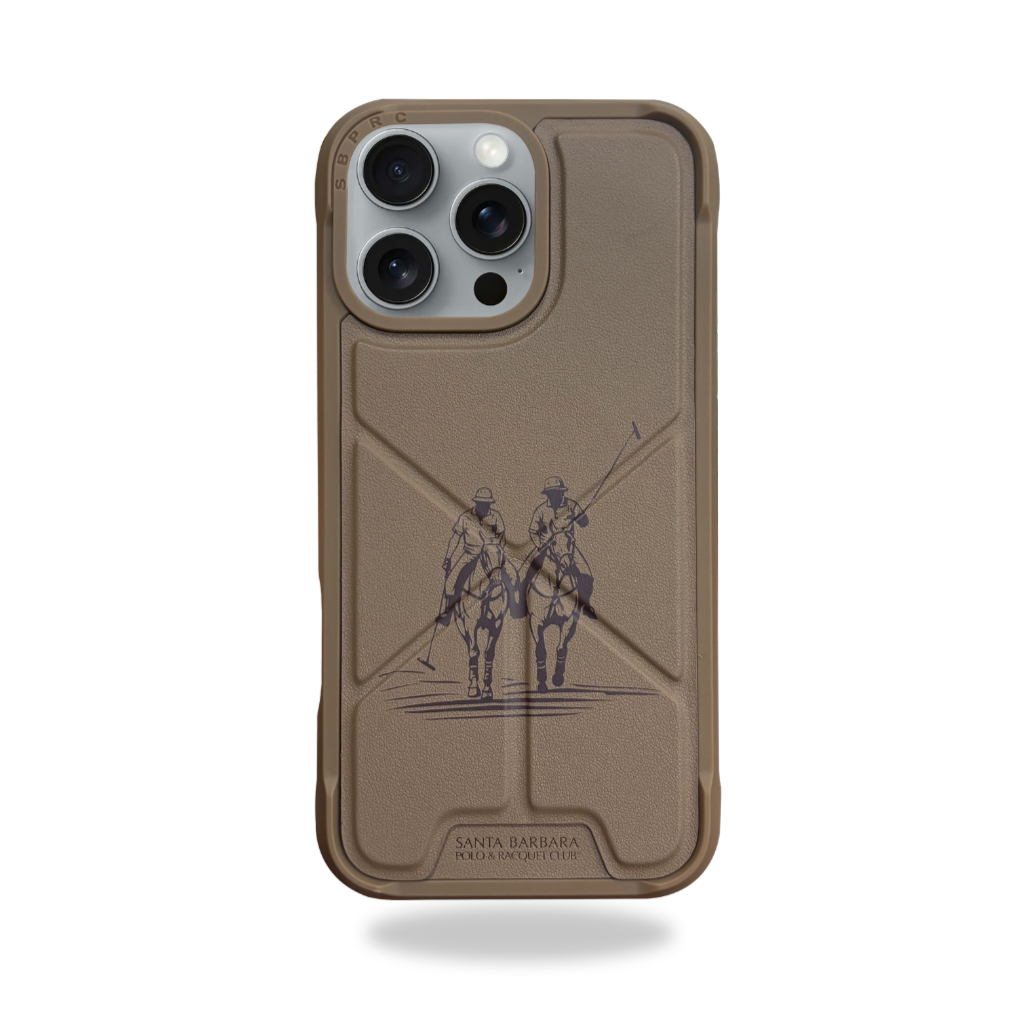 iPhone 16 Pro Max Santa Barbara Polo Racquet Club MARION Series Leather Folding Stand Case - Champion Gold