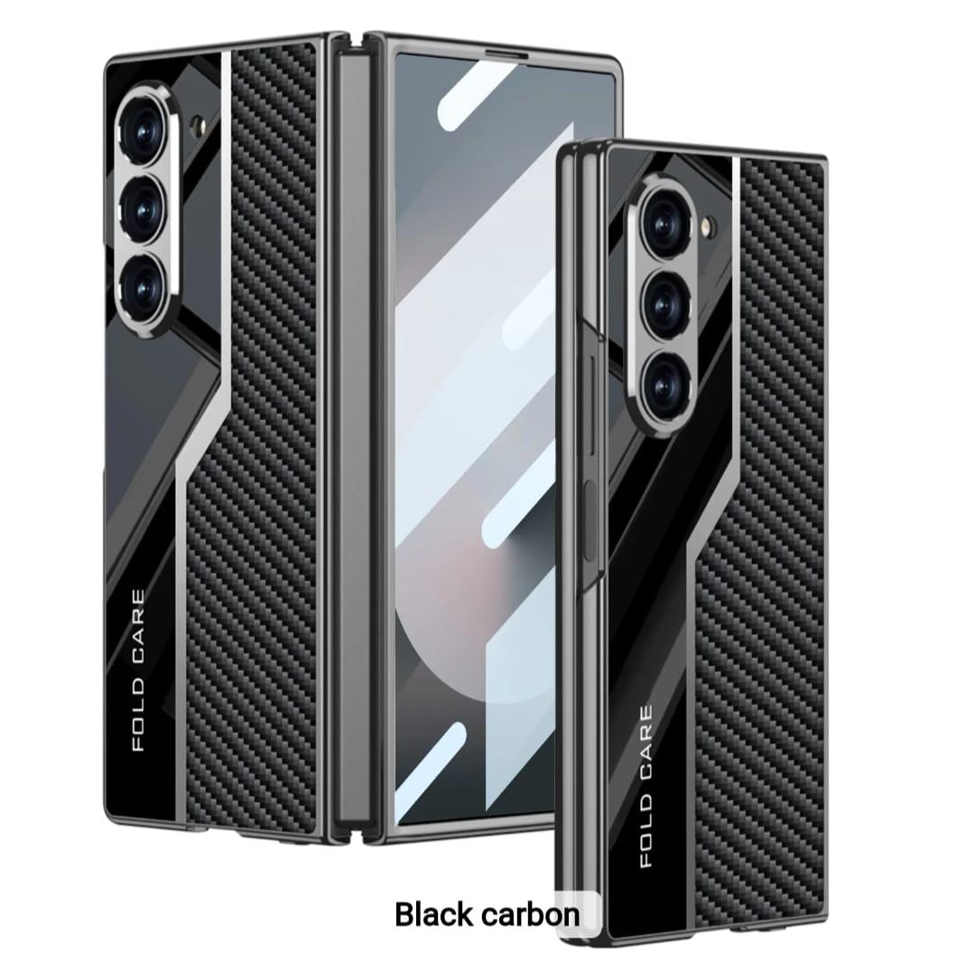 Samsung Galaxy Z Fold 6 Ultra Electroplating Hybrid Premium Carbon & Glass Case - Carbon