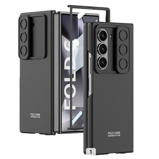 Samsung Galaxy Z Fold 6 GKK Ultra Thin Case with Slide Camera Cover Front in-Built Glass - Black