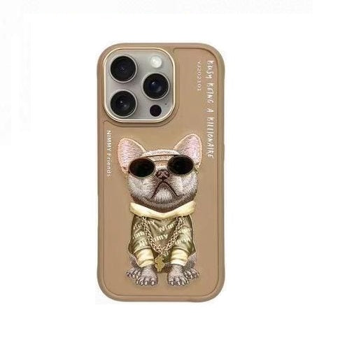 iPhone 16 Pro Max Nimmy 3D Embroidery Chain Swag Dog Case - Desert Brown