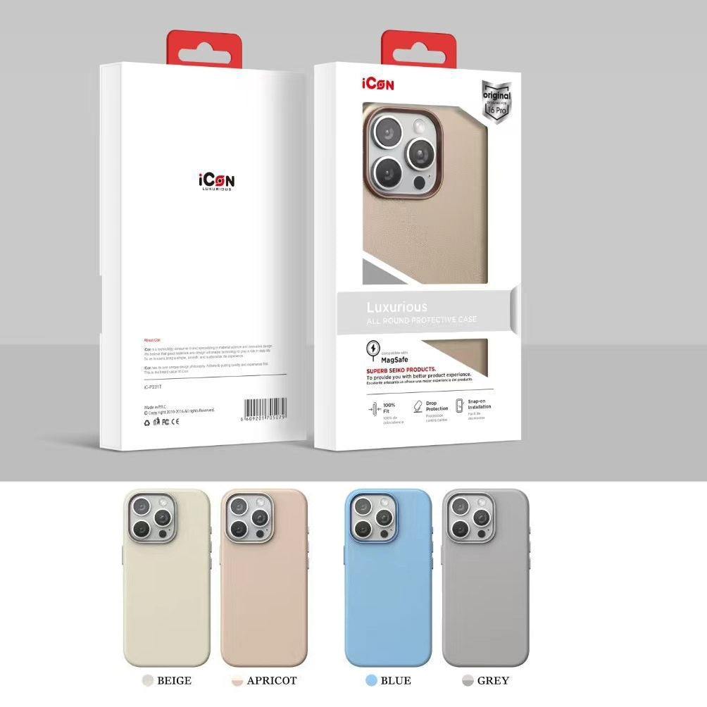 iPhone 16 Pro Leather Case, 100% Genuine Leather Case with Magsafe - Apricot