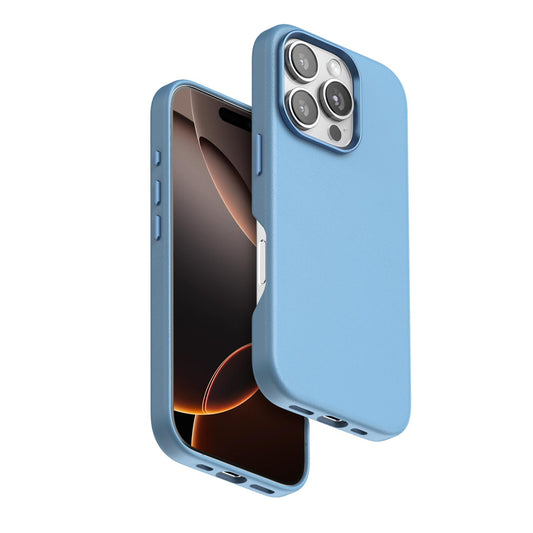 iPhone 16 Pro Max Leather Case, 100% Genuine Leather Case with Magsafe - Sky Blue