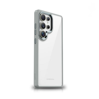 Samsung Galaxy S24 Ultra Transparent Case, Shockproof Hybrid Metal Camera Back Cover Case - Grey