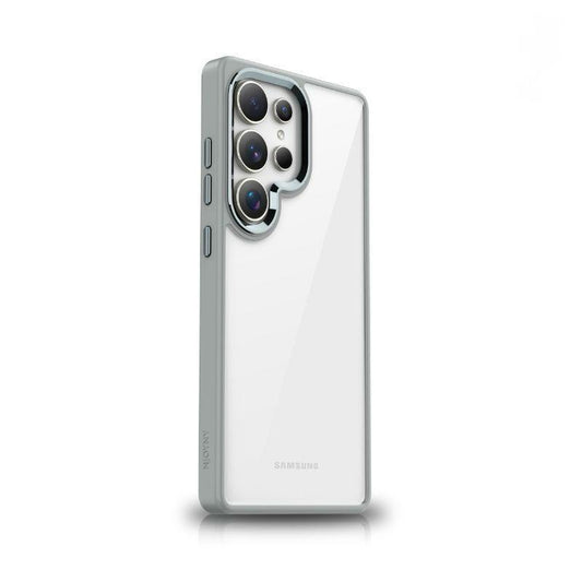 Samsung Galaxy S24 Ultra Transparent Case, Shockproof Hybrid Metal Camera Back Cover Case - Grey
