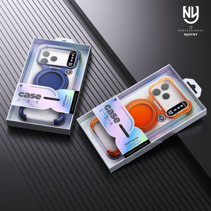 iPhone 17 Pro Max Metal X-Shape Frameless Bumper Case 360° Rotatable Stand with Magsafe - Orange