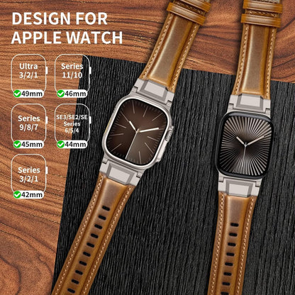 Luxury Leather Bands For iWatch 44/45/46/49MM - Brown