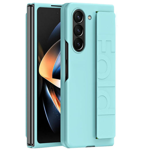 Samsung Galaxy Z Fold 6 Luxury Hard PC Shockproof Protective Case with Wristband - Mint Green