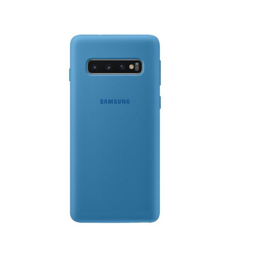 Samsung Galaxy S10 Plus Silicon Case Liquid Silicon Inner Fabric with Logo-Light Blue