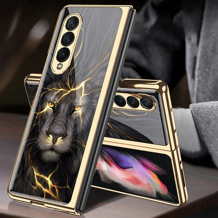 Samsung Galaxy Z Fold 4 Lion Pattern Glass Case