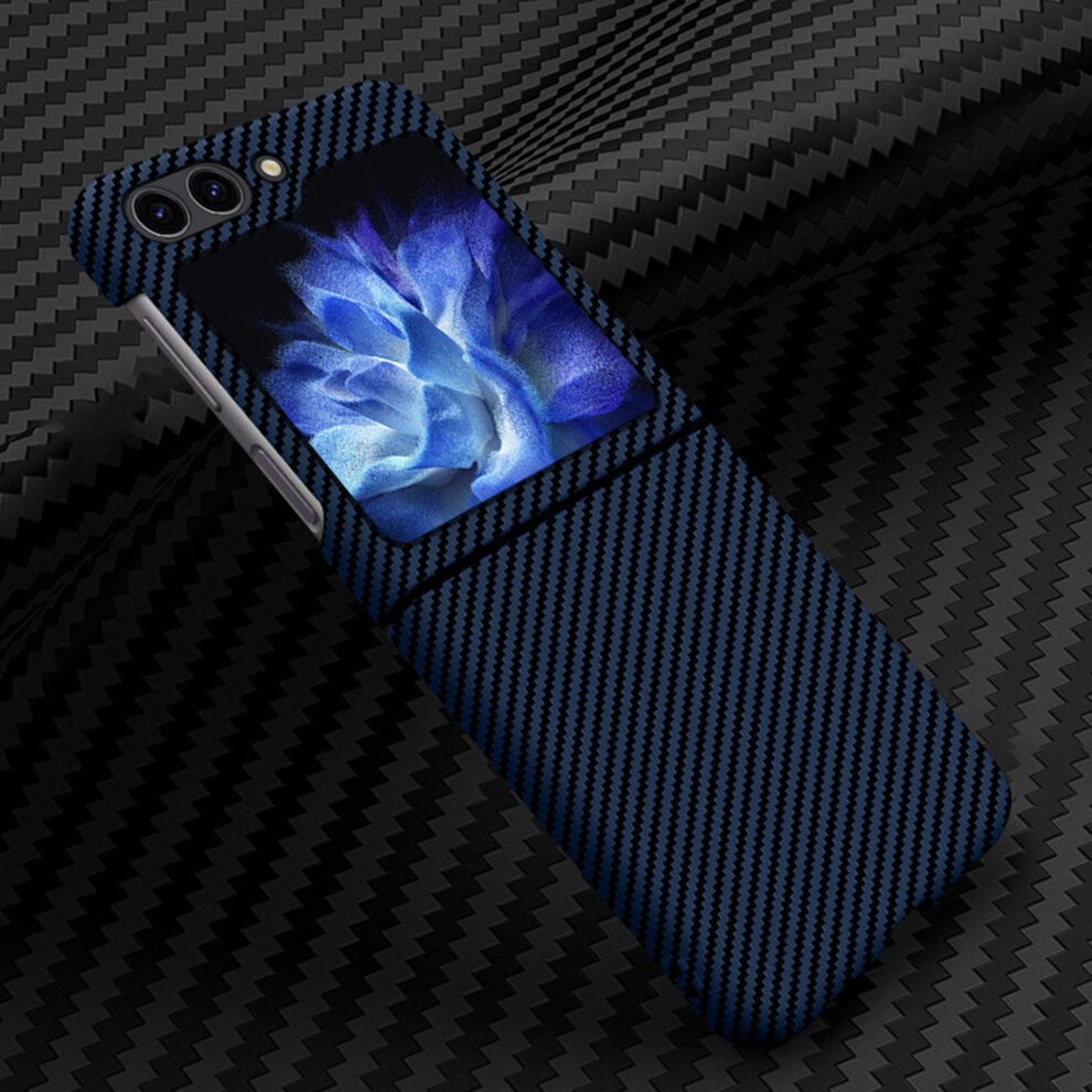 Samsung Galaxy Z Flip 5 Carbon Fiber  Real Aramid Kevilar Case-Blue