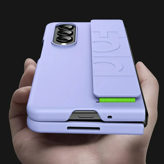 Samsung Galaxy Z Fold 4 Hand Strap Full Protective Hard PC Case- Purple