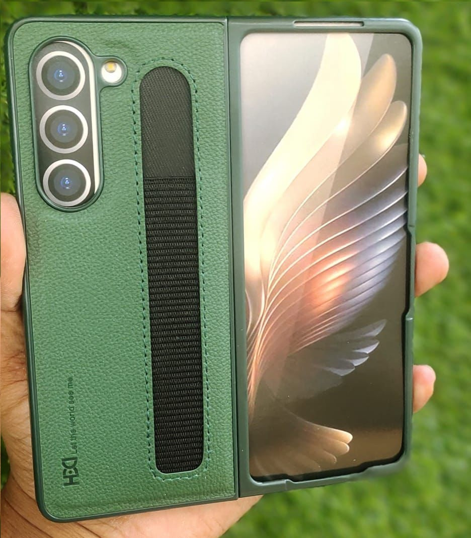 Samsung Galaxy Z Fold 5 HBD Leather Case With Pen slot-Green