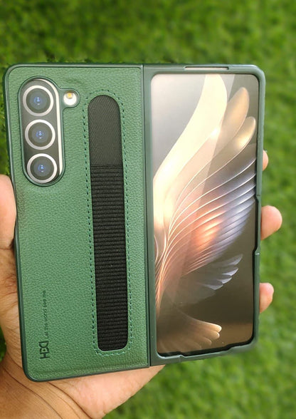 Samsung Galaxy Z Fold 5 HBD Leather Case With Pen slot-Green