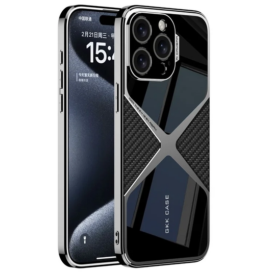 iPhone 14 Pro Ultra Thin Original GKK X-Shape PC + Carbon Case - Black Carbon.