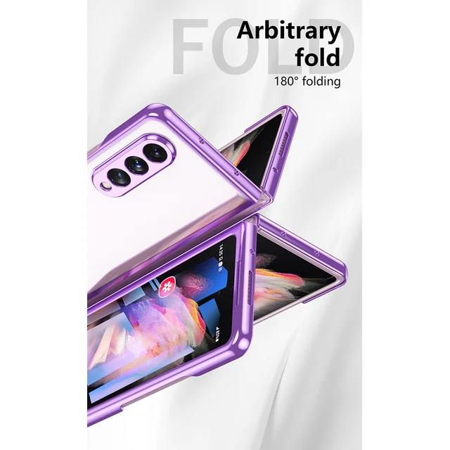 Samsung Galaxy Z Fold 3 Electroplated Transparent Camera Protection Case- Purple