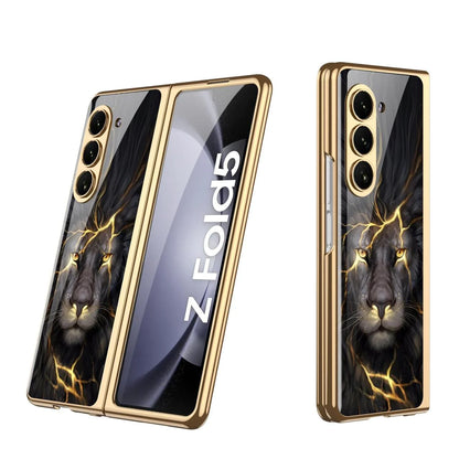 Samsung Galaxy Z Fold 5 Lion Pattern Glass Case