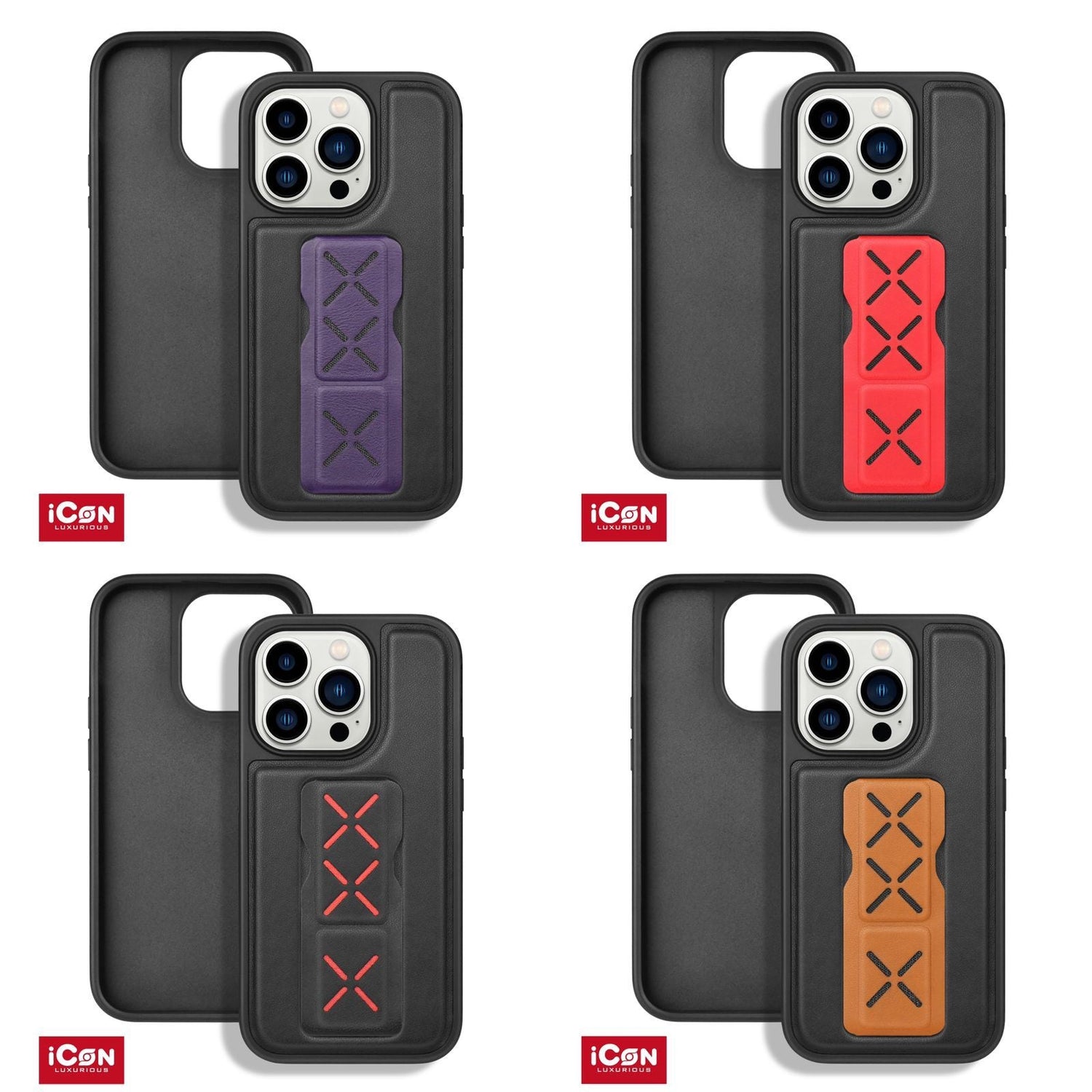 iPhone 13 PU Leather Hand Grip Case
