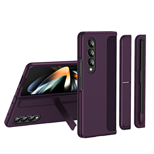 Samsung Galaxy Z Fold 4 Shockproof S Pen Stand Cover-Dark Purple