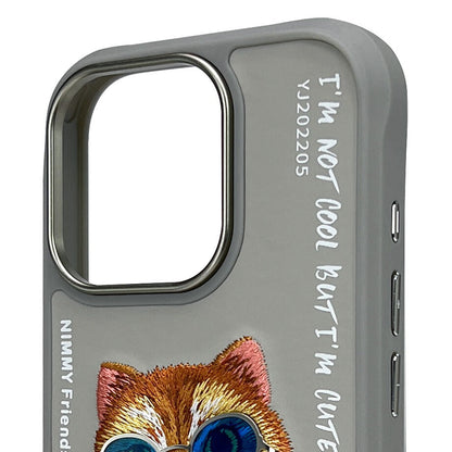 iPhone 16 Pro Max Nimmy 3D Embroidery Chain Swag Cat Series Case - Grey