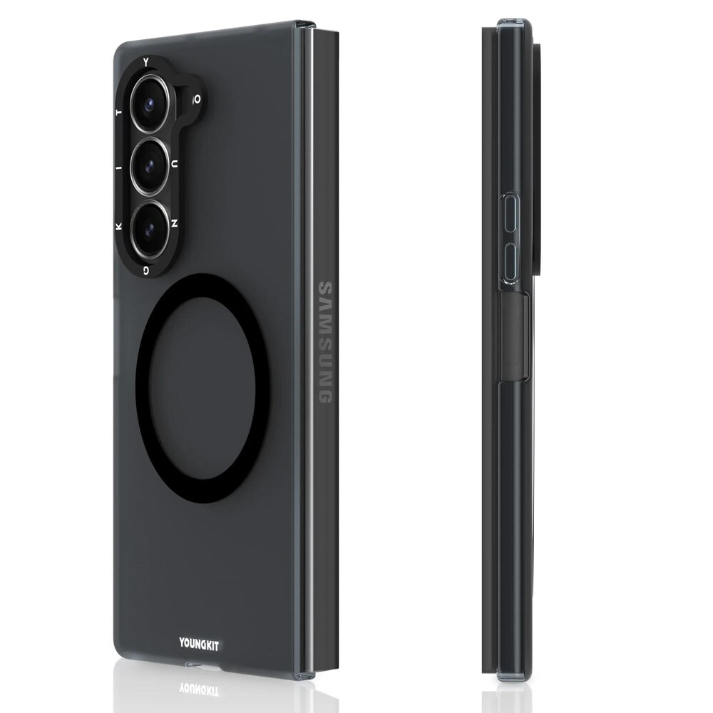 Samsung Galaxy Z Fold6 Youngkit Case, Military Shockproof Hard Translucent Matte Back with Magsafe - Black