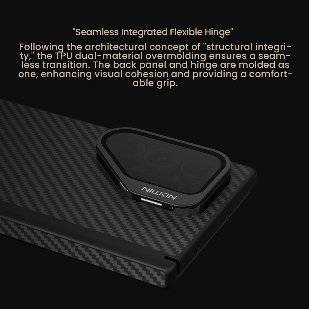 Samsung Galaxy Z Fold7 Nillkin Case, Carbon Aramid Fiber+TPU with Metal Camera Stand Magsafe - Black