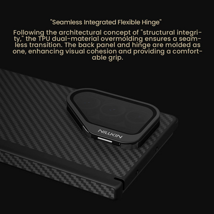 Samsung Galaxy Z Fold7 Nillkin Case, Carbon Aramid Fiber+TPU with Metal Camera Stand Magsafe - Black