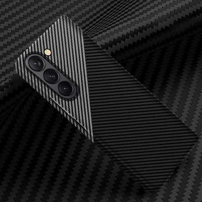 Samsung Galaxy Z Fold5 Carbon Case, 0.6mm Super Slim Dual Shade Carbon Fiber - Black&Silver